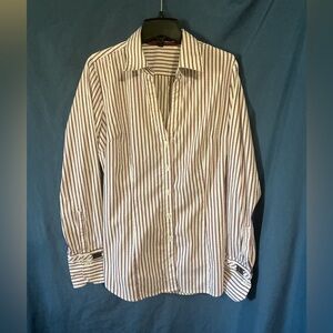 The Limited Women's Striped Blouse - Burgandy and White